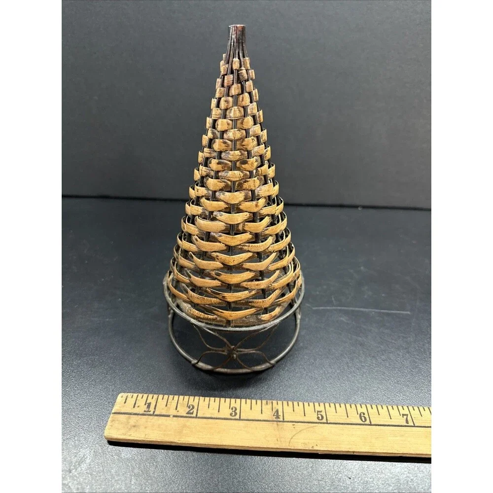 Rustic Woven Wicker Cone Christmas Tree Farmhouse Decor 8